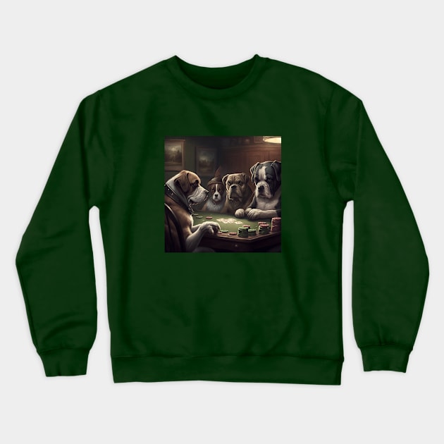 Confident Dogs Playing Poker illustration Crewneck Sweatshirt by KOTYA